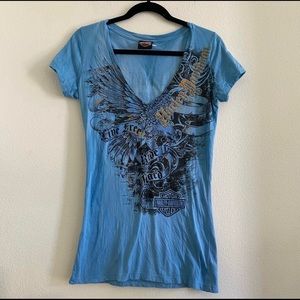 Harley Davidson High V- Neck Tie Dye Tee